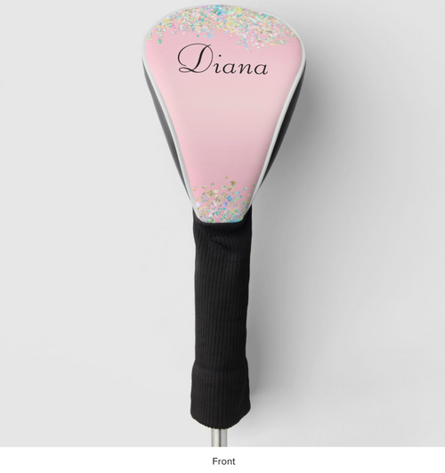 Pretty Pink Glitter Effect Golf Head Cover