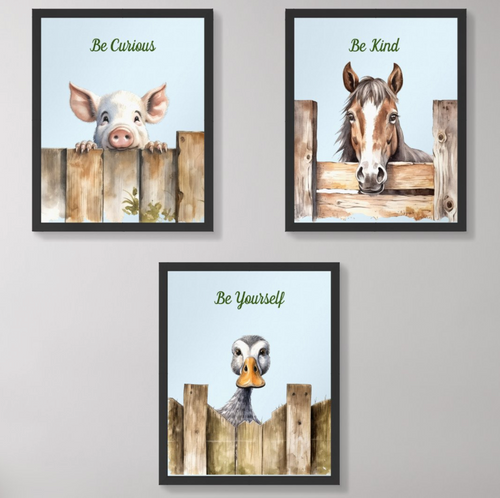 Cute Barnyard Farm Animals nursery decor Wall Art Sets