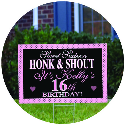 Yard sign for parties, anniversaries, with stand