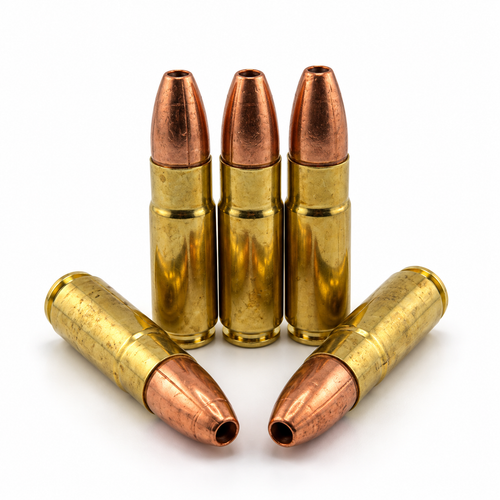 Five rounds of .458 SOCOM 400 gr Subsonic Maker Ammo by Phantom Defense, featuring a Solid Copper Expanding Bullet for Suppressed Shooting