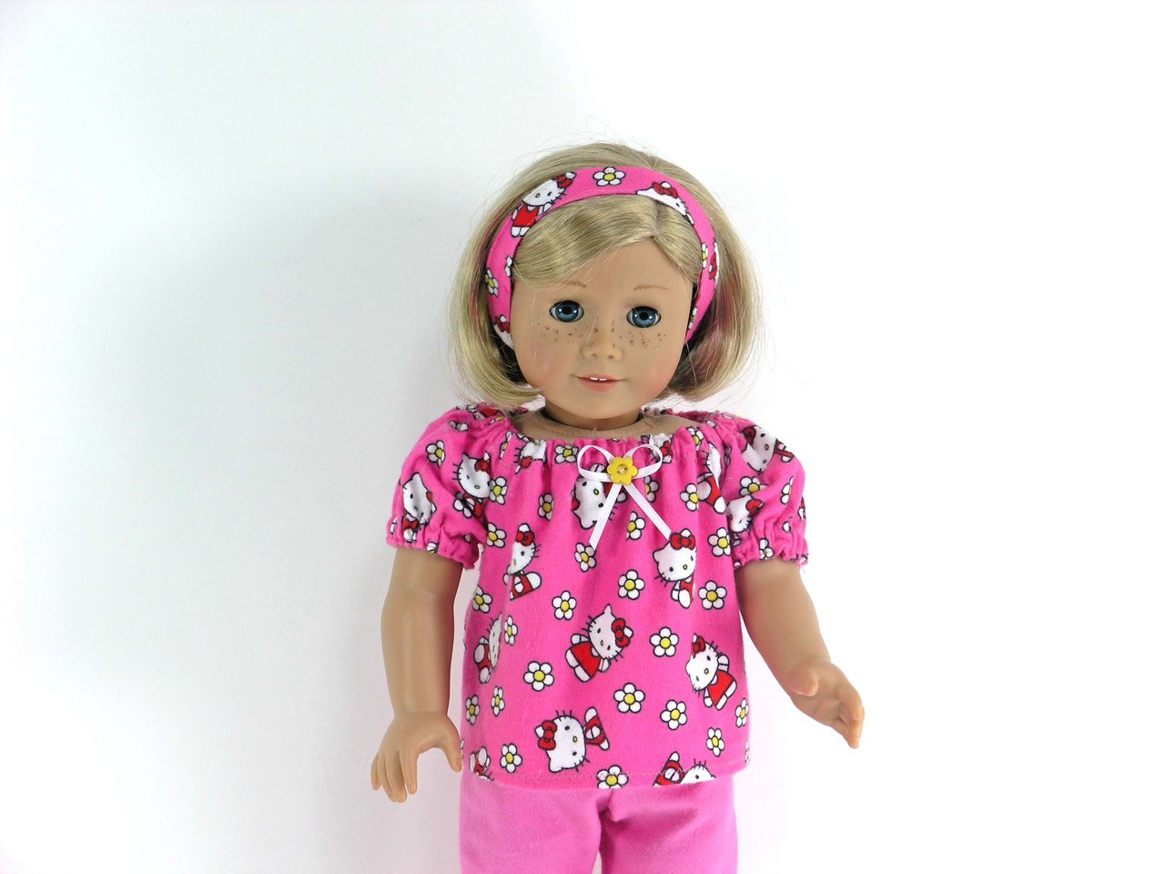 Pajamas Handmade for 18 inch American Girl Doll - Pink Kitty