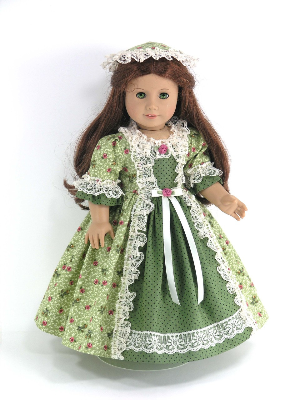 Handmade Doll Clothes for American Girl Felicity - Green Rose Floral ...