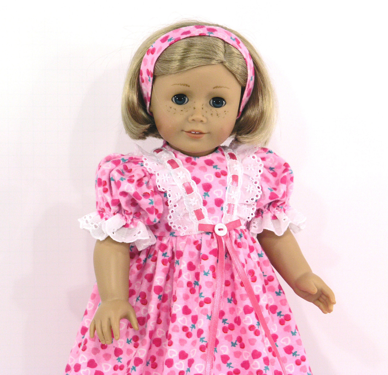 Flannel Gown Pink Hearts PJs Handmade American Girl Doll Clothes