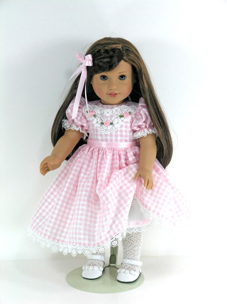 Handmade 18 inch Doll Clothes for American Girl - Pink Check Taffeta ...