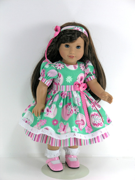 Handmade American Girl Doll Pajamas Floral Pink Lavender Dots