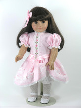 Samantha Handmade American Girl Doll Dress - Pink Embroidered