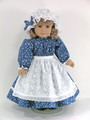 Handmade 1854 Prairie Doll Dress, Apron, Mob Cap, Pantaloons for American Girl Kirsten - Blue Floral, Eyelet