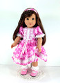 Handmade 18 inch Doll Clothes for American Girl - Pink Daisy Dress, Bloomers and Headband