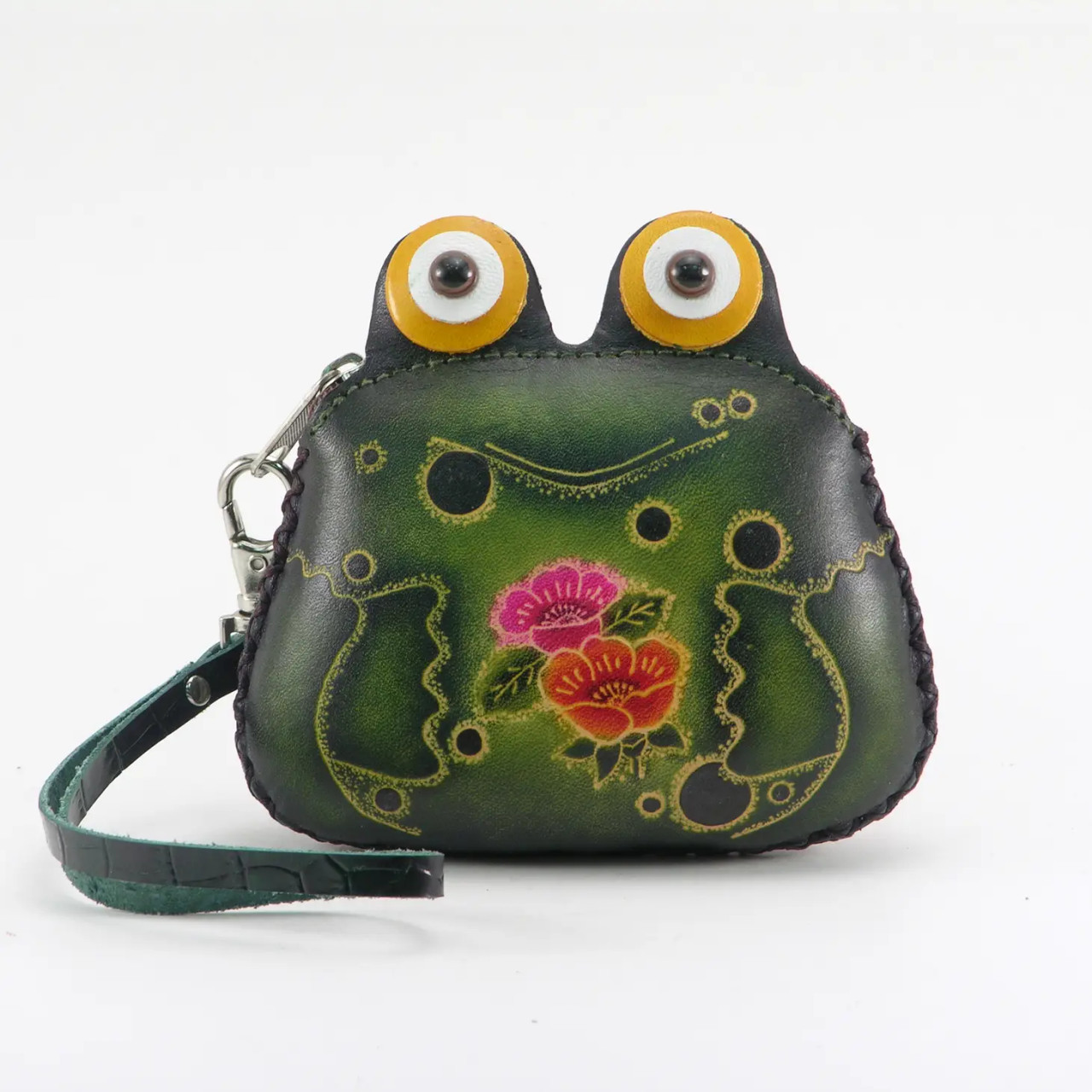 sunflower handmade leather frog change purse web 42606.1709740977