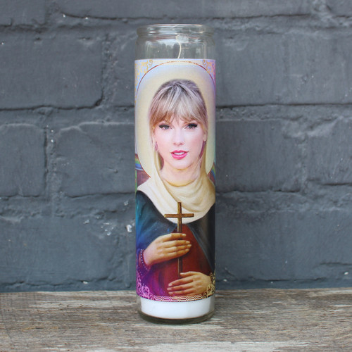 Taylor-Inspired Parody Art Prayer Candle