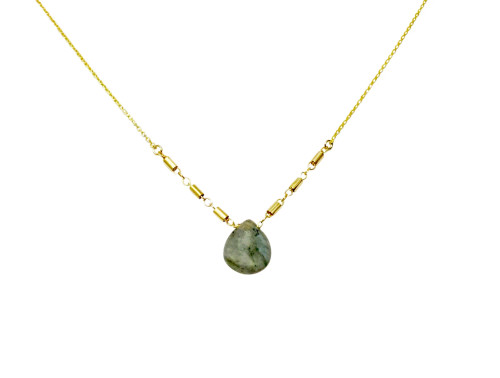 Gold Plated Sterling Silver Labradorite Drop Tube Chain Necklace