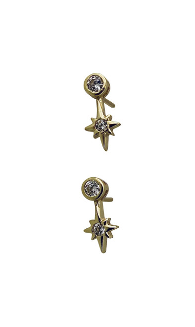Gold Starburst Post Earrings with Cubic Zirconia