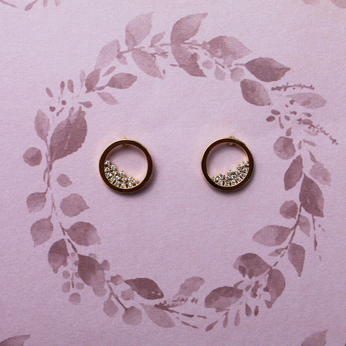 Circle Post Cz Earrings