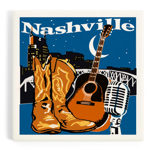 Lantern Press Nashville Coaster - Woodblock Lantern Press Nashville Coaster - Woodblock