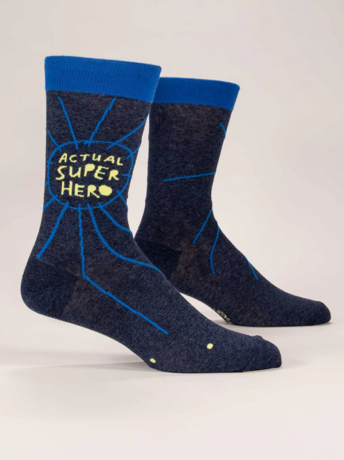 Blue Q Actual Superhero Men's Crew Socks Blue Q Actual Superhero Men's Crew Socks