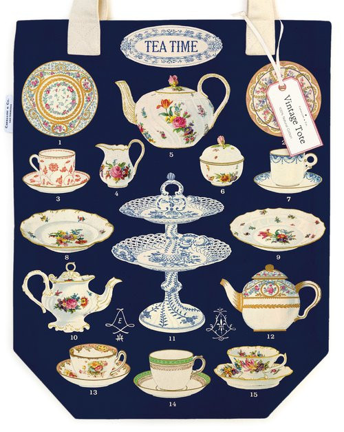 Cavallini Tea Time Vintage Tote Bag