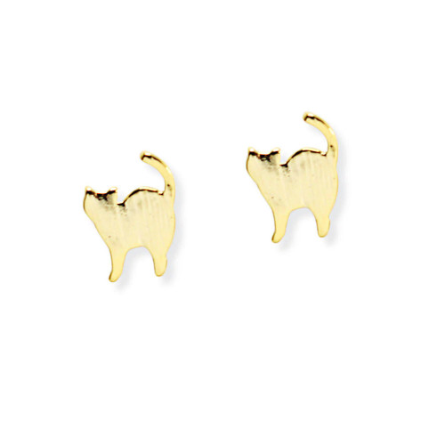 14K Gold Dipped Cat Stud Earrings