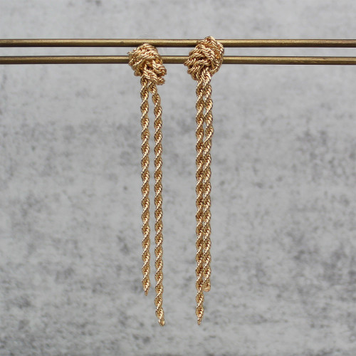 Twisted 2 Row Chain Drop Earrings