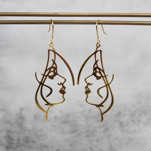Golden Stella Side Face Earrings