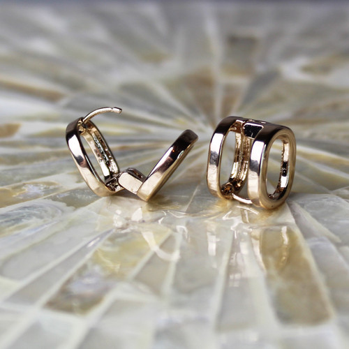Double Line Huggie Earrings