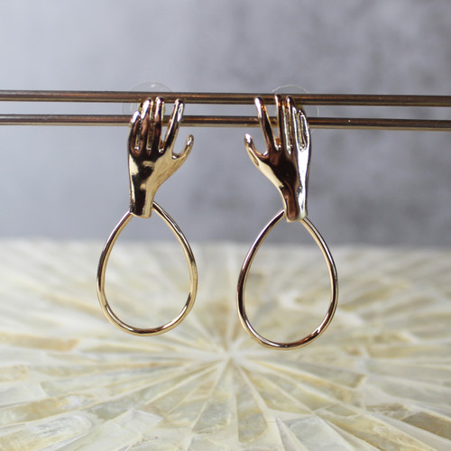 Hand Teardrop Link Earrings