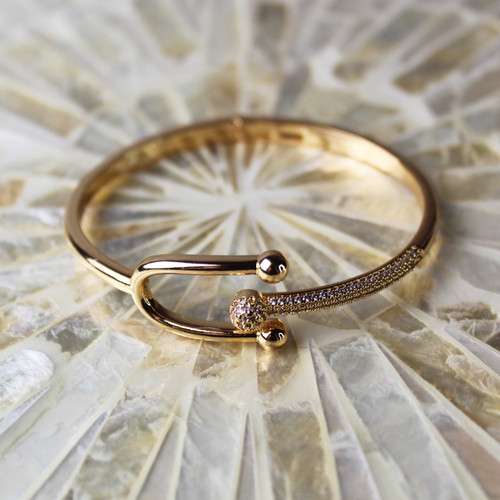 Pave CZ U Shape Bracelet by Golden Stella
