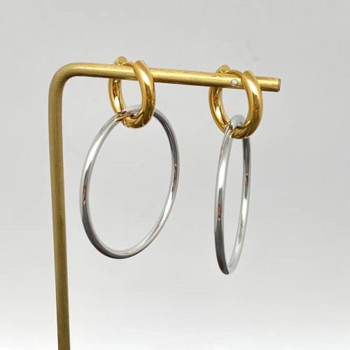 Mio Queena Two Tone Ring Charm 18K Gold Plated Huggie