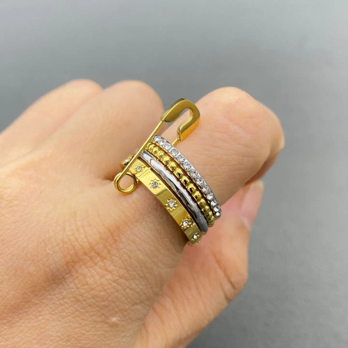 Mio Queena 18K Gold Plated Layered Stacked Ring