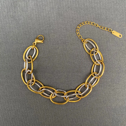 Mio Queena Two Tone 18K Gold Plated Steel Chain Bracelet