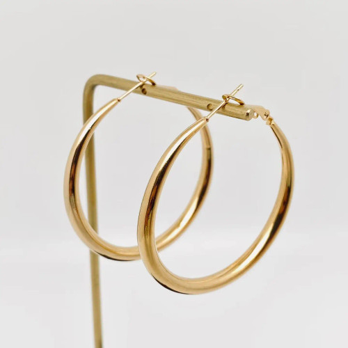Mio Queena 18K Gold Plated Steel Hoop Earrings