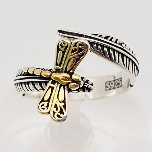 Mio Queena Silver Plated & Gold Dragonfly Ring