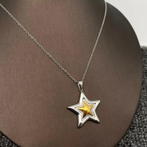 Mio Queena 18K Gold Plated Stainless Steel Two Tone Star Necklace