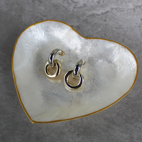 Two Tone Linked Circle Dangled Hoop