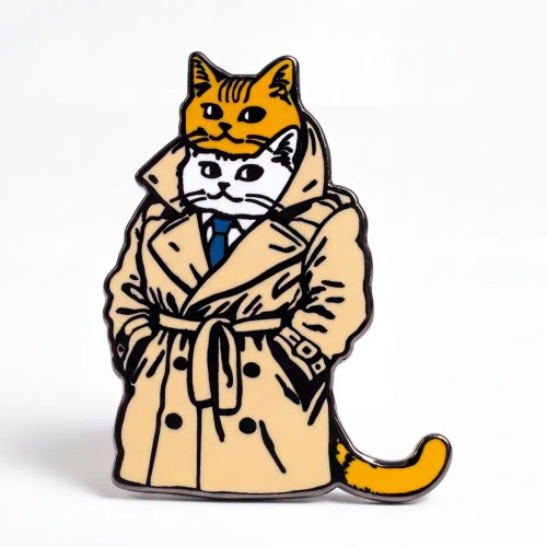 Strike Gently Trenchcoat Cats Enamel Pin