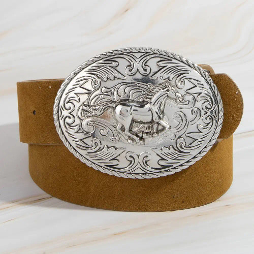 Fame Accessories Western Engraved Horse Buckle Belt