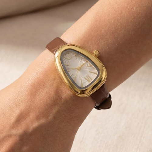 Oval Dome Croc Embossed Leather Watch by Fame Accessories