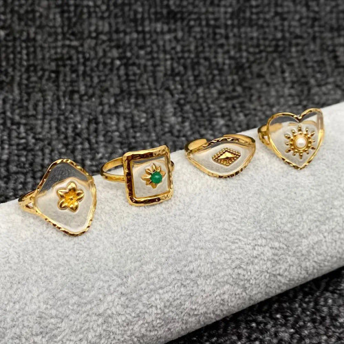 Translucent Resin 18K Stainless Steel Ring