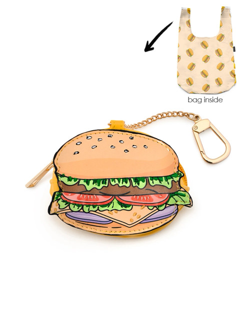 Burger 2-In-1 Bag Charm w/Reusable Bag