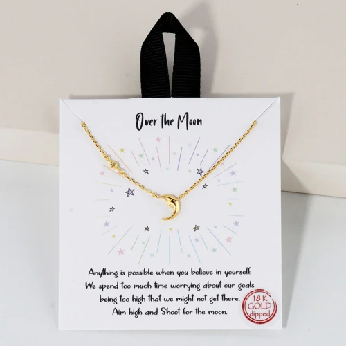 Over The Moon Necklace by Good Feelings - Gold