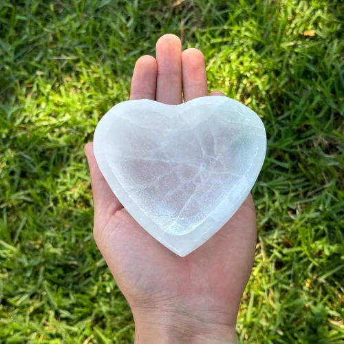 Selenite Heart Trinket Dish