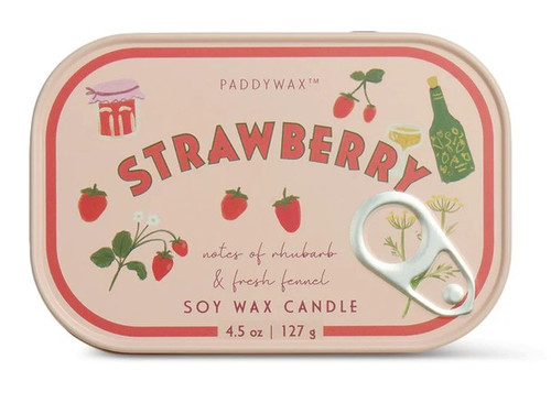 Paddywax Strawberry Bistro Printed Tin 4.5 oz Candle