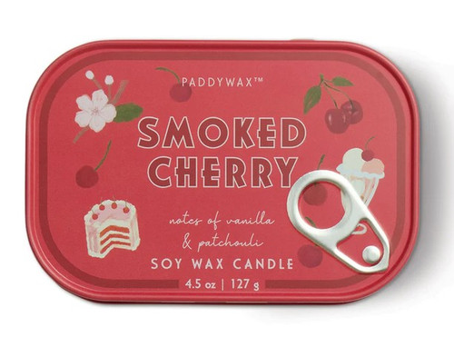 Paddywax Smoked Cherry Bistro Printed Tin 4.5 oz Candle