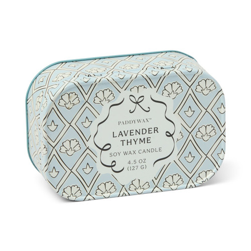 Paddywax Lavender & Thyme Cherie Printed Tin 4.5 oz Candle