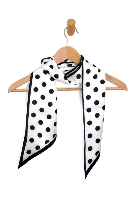 Joy Susan Black And White Polka Dot Double Sided Scarf