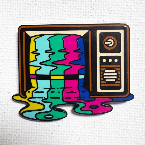 Melting TV Enamel Pin by Strike Gently