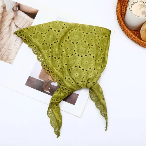 Green Casual Hollow Out Triangle Bandana