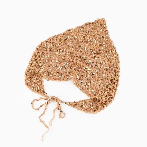Sequin Openwork Tie Triangle Headband Bandana