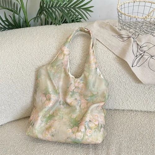 Vintage Floral Painting Hobo Bag
