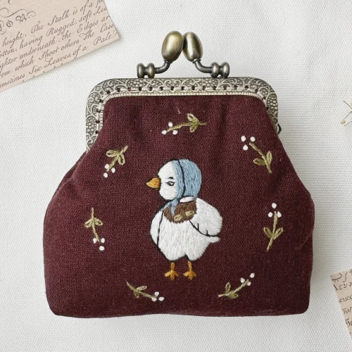 Quince Fables Embroidered Duck Coin Purse