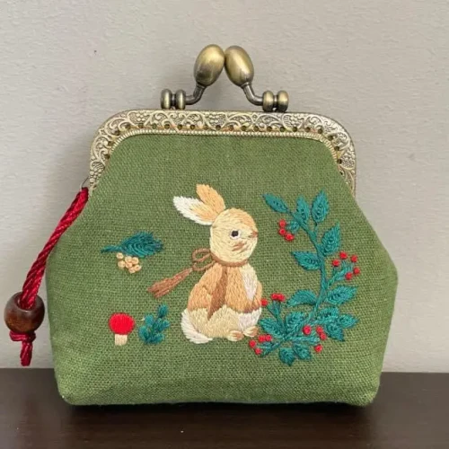 Quince Fables Embroidered Rabbit Coin Purse